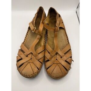 Pikolinos Womens Tan Leather Huarache Fisherman Sandals T-Strap Flats Size 39